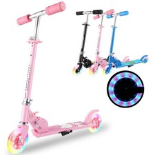 Kids Scooter with 2 Light Up Wheels Foldable Scooter For Boys/Girls Kick Scooter