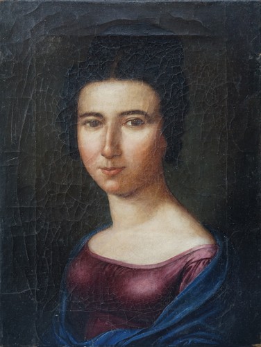 Young woman with blue stole - woman,
