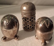 Pair of  Silver Plated Egg Shaped Salt Pepper Nutmeg Shaker Pots REDUCED 