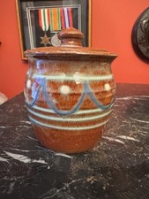 Vintage Broadway Studio Pottery Red Clay Slipware Lidded Pot