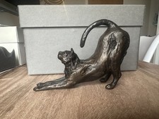 Nelson And Forbes Bronze Cat Sculpture: Stretching Cat by Sue Maclaurin