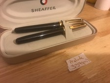 VINTAGE SHEAFFER PRELUDE (337) FOUNTAIN +ROLLERBALL SET,PALLADIUM CAP/GT,M NIB