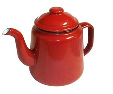 Falcon Red Enamel Tea Pot w/