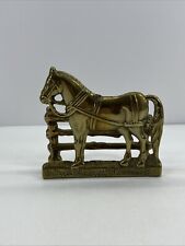 Vintage Brass Horse Fence Letter Napkin Holder Business Cards Desk Organizer