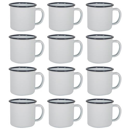 12x white enamel espresso cups - white,