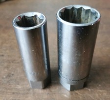2 Vintage 1/2" Drive Spark Plug Sockets, 21mm & 16mm, no makers name. 