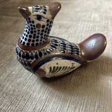 Vtg Signed Mexican Folkart Pottery Grouse Quail Figure 4.5”