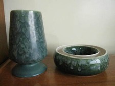 Vintage 1960s 1970s Green Vase