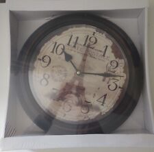 Wall Kitchen Clock - Carte Postale Eiffel Tower Paris Design - 30cm New Boxed