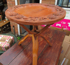 Carved wooden side table - side,