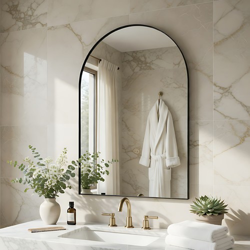 Arched bathroom mirror wall - mirror,