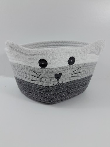Cute cat basket weave storage - basket,