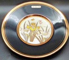 ✨ Exquisite 19 cm Japanese Chokin Art Plate – Black Lacquer & 24K Gold Trim