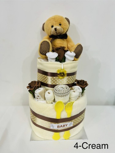 Tier nappy cake with cuddles - with,