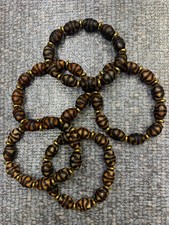 5Pcs Tibetan Old Natural Dragon Vein Agate Dzi *Tiger Teeth* Beads Bracelets