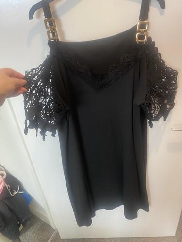 Black off the shoulder - black, lace