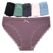 6 Pack Womens Cotton Knickers Ladies Sexy Lace Bikini Underwear Panties