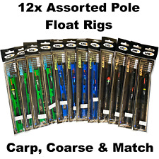 12 x Assorted NGT Pole Float Rigs Carp Coarse Match Fishing Tackle - Barbless