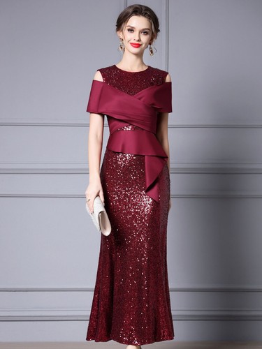 Women burgundy sequin mermaid - women,