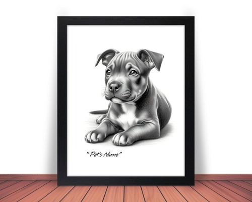 Framed personalized pit bull - &,