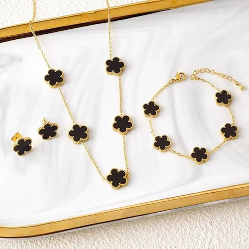 Clover jewellery set gold - clover,