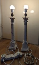Two Vintage Italian Corinthian pillar Marble Lamps - PAT tested & working 