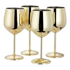 Set Of 2 Large Stainless Steel Wine Glass Metal Drink Cups Wedding Birthday