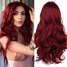 Long Wine Red Lace Front Wig