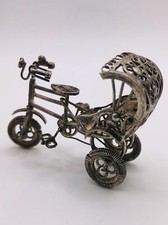 A Good Quality Model Of A Rickshaw In White Metal Rw