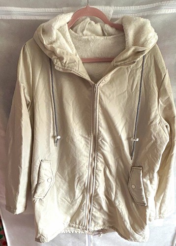 Women beige hooded - zip, lined
