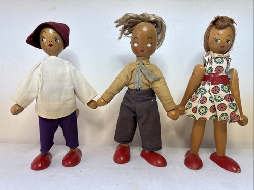 Polish wooden peg dolls 1960s - peg,