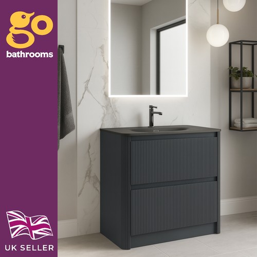 Grey ribbed vanity unit - ribbed,