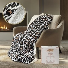 Sherpa Fleece Throw Blanket - 150cmx200cm, Double-Sided, Leopard Print 