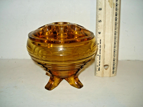 Art deco amber glass footed - deco, 3