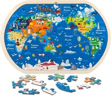 31 Piece Wooden World Map
