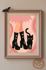 Cat & Witch Shoes A4 Print |