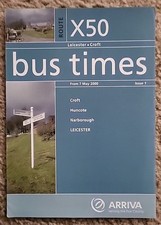 Arriva Fox County Bus Timetable X50 Leicester & Croft May 2000