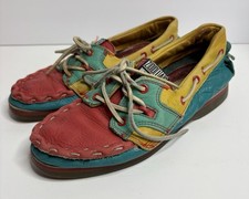 Zodiac USA Sport Men’s Leather Boat Shoes Mocs 80s 90s Colorblock Punk 8M Rare