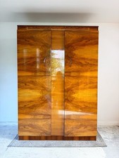 Mid Century Retro Vintage Wardrobe Large Double Walnut Burr Veneer  Beautility