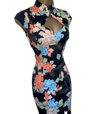 KAREN MILLEN ❤️ 12 UK US 8 EU 40Vintage Chinese Oriental Floral Corset Dress