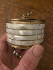 Vintage Monsoon Home Brass And Mother 👩 F Pearl Elephant Design Trinket Box