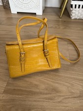 Zara Yellow Occasion Bag With Handles And Over Shoulder Strap Faux Crocodile