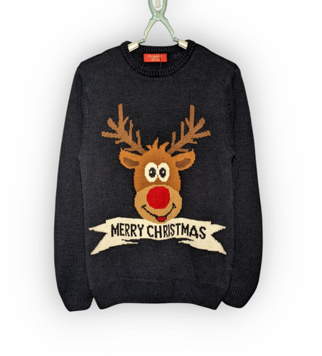 Christmas jumper blue - blue, reindeer