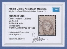 Austria Levant 25 Soldi Grey Purple Mi. No. 6 II with O Constantinople, Findings 