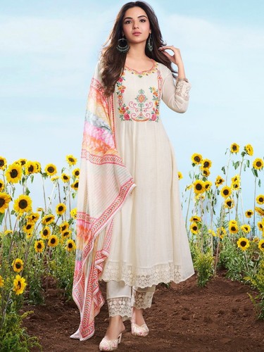 Women cotton chex embroidered - women,
