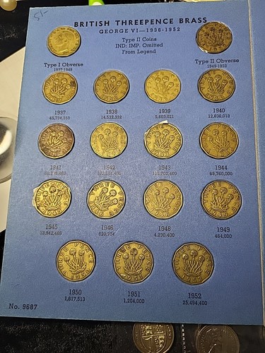 Brass threepence coin - brass,