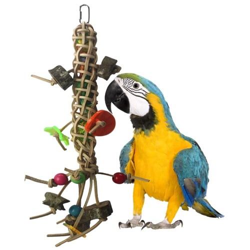 Bird toy leather - toy, wooden