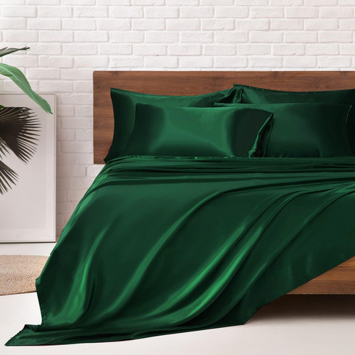 Luxurious dark green satin - dark,
