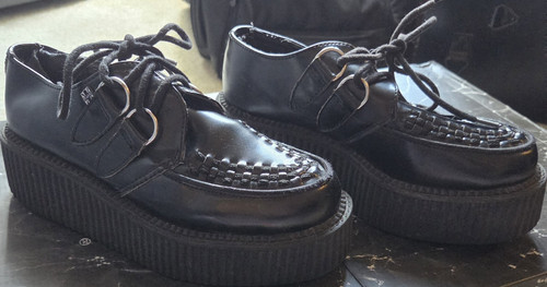 Tuk black leather creeper - black,