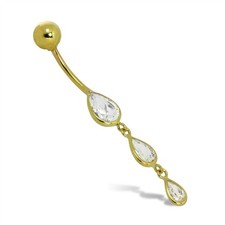 9ct Gold & Triple Teardrop CZ